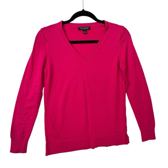 Banana Republic 100% Merino wool sweater Small Pink V-neck pullover womens - Picture 3 of 7
